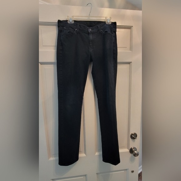 Women's 7 For All Mankind Black Straight Leg Jeans Size 30 - Picture 1 of 8